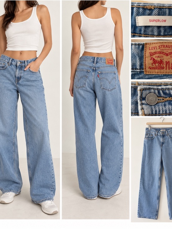 Levi's Denim - Levi’s Superlow Light Wash Relaxed Wide Leg Jeans Size 30